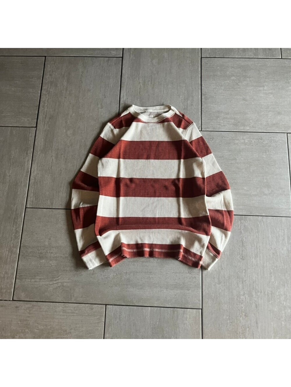 Urban Pipeline Medium Striped Crewneck Sweater Rust and Cream